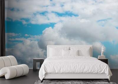 Cloudy sky background. Abstract fpuffy cloudscape in air. Wall mural