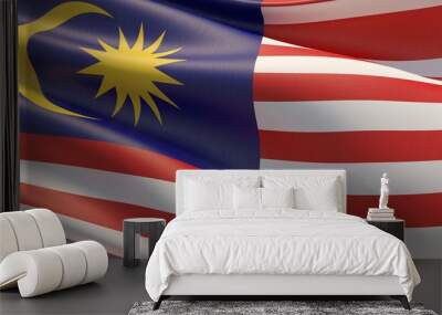 High resolution close-up flag of Malaysia. 3D illustration. Wall mural