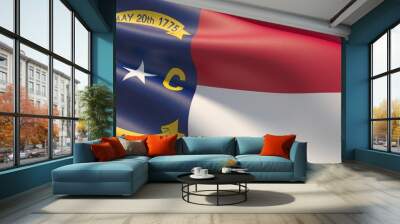 High resolution close-up Flag of North Carolina - United States of America states flags collection. 3D illustration. Wall mural