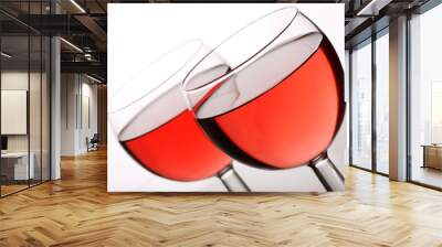 two glasses of rose wine ready to drink Wall mural