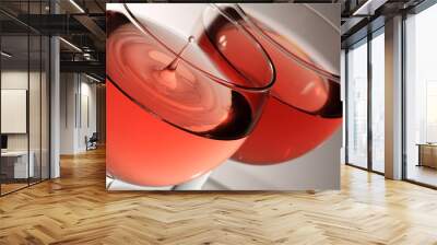 two glasses of rose wine with droplet Wall mural