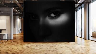 Artistic beauty portrait of young woman with creative lighting Wall mural