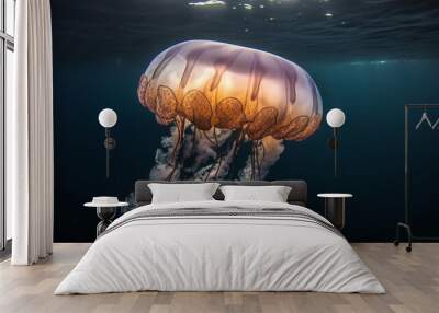 jellyfish in the ocean. Generative AI Wall mural