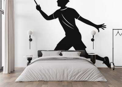 Badminton male and female player black silhouette Vector illustration
 Wall mural