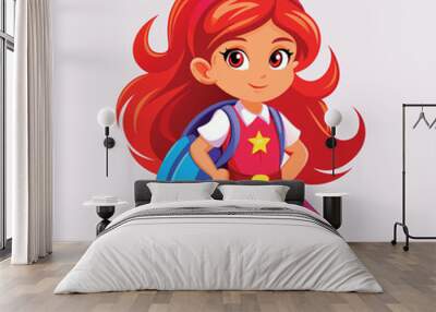 Vector illustration of A beautiful schoolgirl for Back to School banner design Wall mural