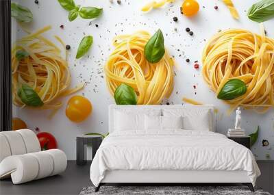 A plate of spaghetti topped with rich tomato sauce, offering a classic and flavorful Italian dish. Wall mural