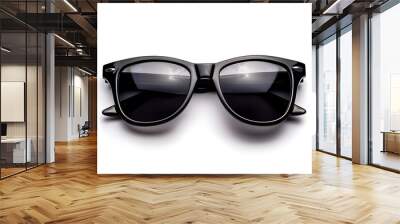 black sunglasses isolated on white background Wall mural