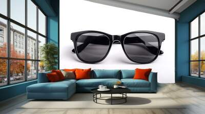 black sunglasses isolated on white background Wall mural