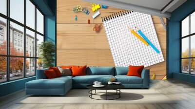 school stationery isolated on white Wall mural