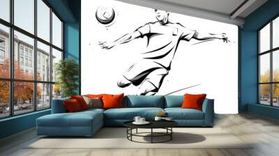 soccer player kicking the ball in mid-air Wall mural