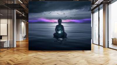 Buddha statue on lake water Wall mural