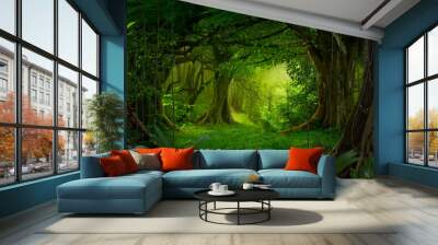 Tropical rainforest with big trees Wall mural