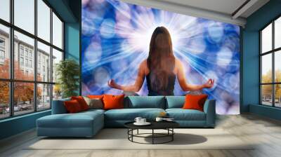 Woman with yoga pose Wall mural