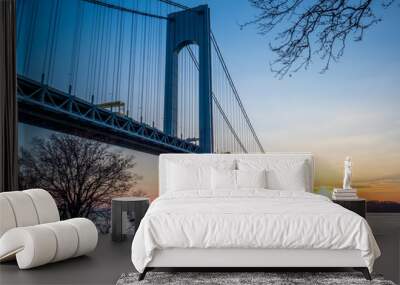 Verrazano-Narrows bridge in Brooklyn, NYC at sunset Wall mural