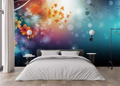 abstract background banner, gradient color with bokeh glitter glow light, flora flower light trail, Generative Ai

 Wall mural