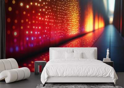 abstract background endless perspective passage with glowing red light wall Wall mural