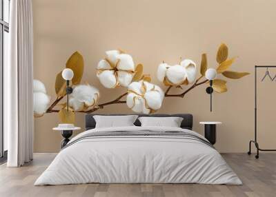 beautiful cotton branch with copy space banner background, Generative Ai	
 Wall mural