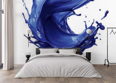 blue color splash in air , PNG transparent background Wall mural