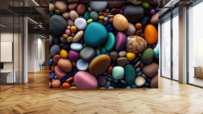 close up of colorful  round smooth pebbles  tiny stone look like candy Wall mural