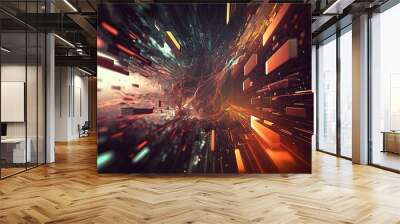 galaxy space and technology theme with motion light trail, abstract background, Generative Ai	 Wall mural