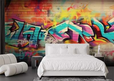 graffiti wall abstract background, Generative Ai not real photo, idea for artistic pop art background backdrop Wall mural