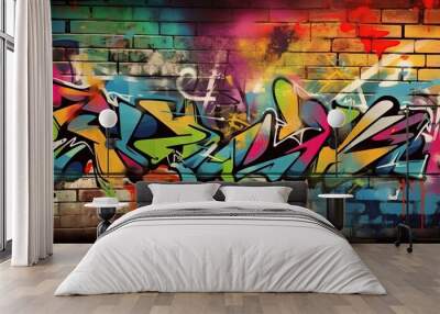 graffiti wall banner abstract background, Generative Ai not real photo, idea for artistic pop art background backdrop Wall mural