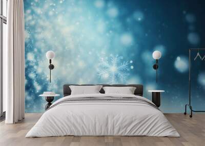 illustration background of snow fall with snow flakes Wall mural