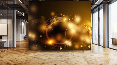 illustration of abstract gold bokeh background,  golden spotlights shine on stage floor in dark room, idea for background, backdrop, mock up Generative Ai Wall mural