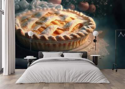 illustration of apple pie, look delicious, close up shot Wall mural