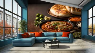 illustration of Indian dish Pav Bhaji Wall mural