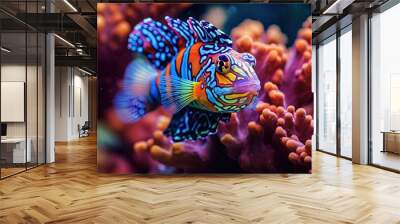 illustration of tropical coral reef fish under water world, Generative Ai  Wall mural