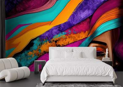 modern abstract art illustration with woman face  Wall mural