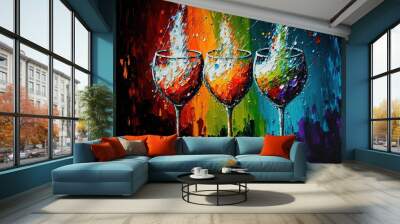 oil painting style illustration of champagne glass celebration theme background  Wall mural