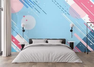 retro vintage abstract background geometric shape spot line, Generative Ai Wall mural