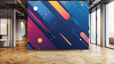 retro vintage abstract background geometric shape with speed motion perspective line, Generative Ai Wall mural