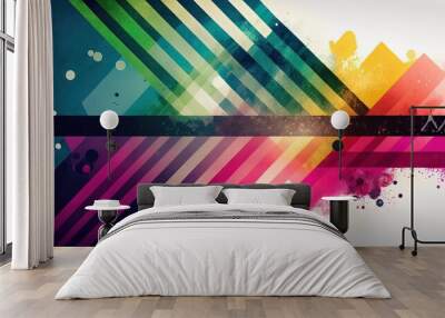 sporty energetic style abstract color splash with geometric shape artistic background wallpaper, Generative Ai Wall mural