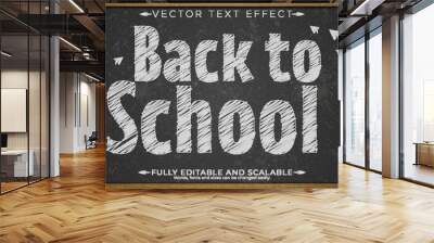 Chalk blackboard text effect, editable white and grunge text style Wall mural