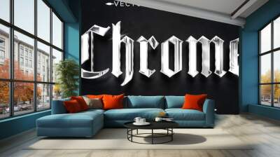 Chrome text effect, editable metallic and shiny text style Wall mural