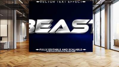 Editable text effect beast, 3d shine and metallic font style Wall mural