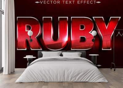 Editable text effect ruby, 3d gemstone and royal font style Wall mural