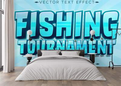 Fishing editable text effect, editable fish and water text style Wall mural