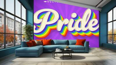 Pride retro, vintage text effect, editable 70s and 80s text style Wall mural