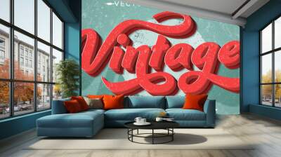 Retro, vintage text effect, editable 70s and 80s text style Wall mural