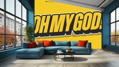 Retro sticker text effect, editable 70s and 80s text style. Wall mural