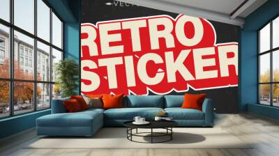 Retro sticker  text effect, editable 70s and 80s text style Wall mural