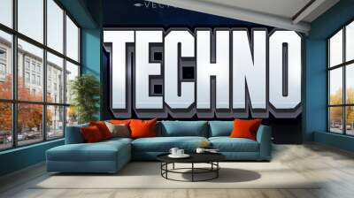 Techno text effect, editable robot and machine text style Wall mural