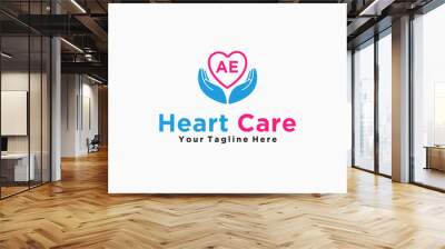 AE initials hand care icon business template logo vector Wall mural