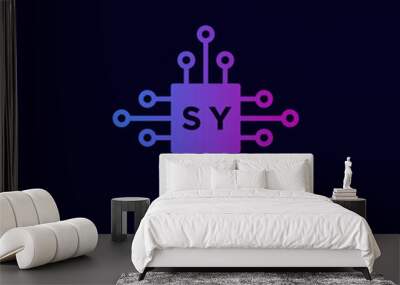 Initial SY Technology Logo Vector Art  Icons  and Graphics Wall mural