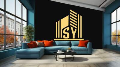 SY Initial Construction real Estate home  Logo Design Wall mural