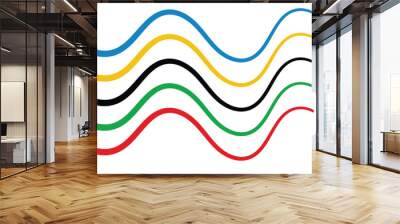 Abstract colorful wave background with Olympics lines colors isolated with white background. eps 10 Wall mural